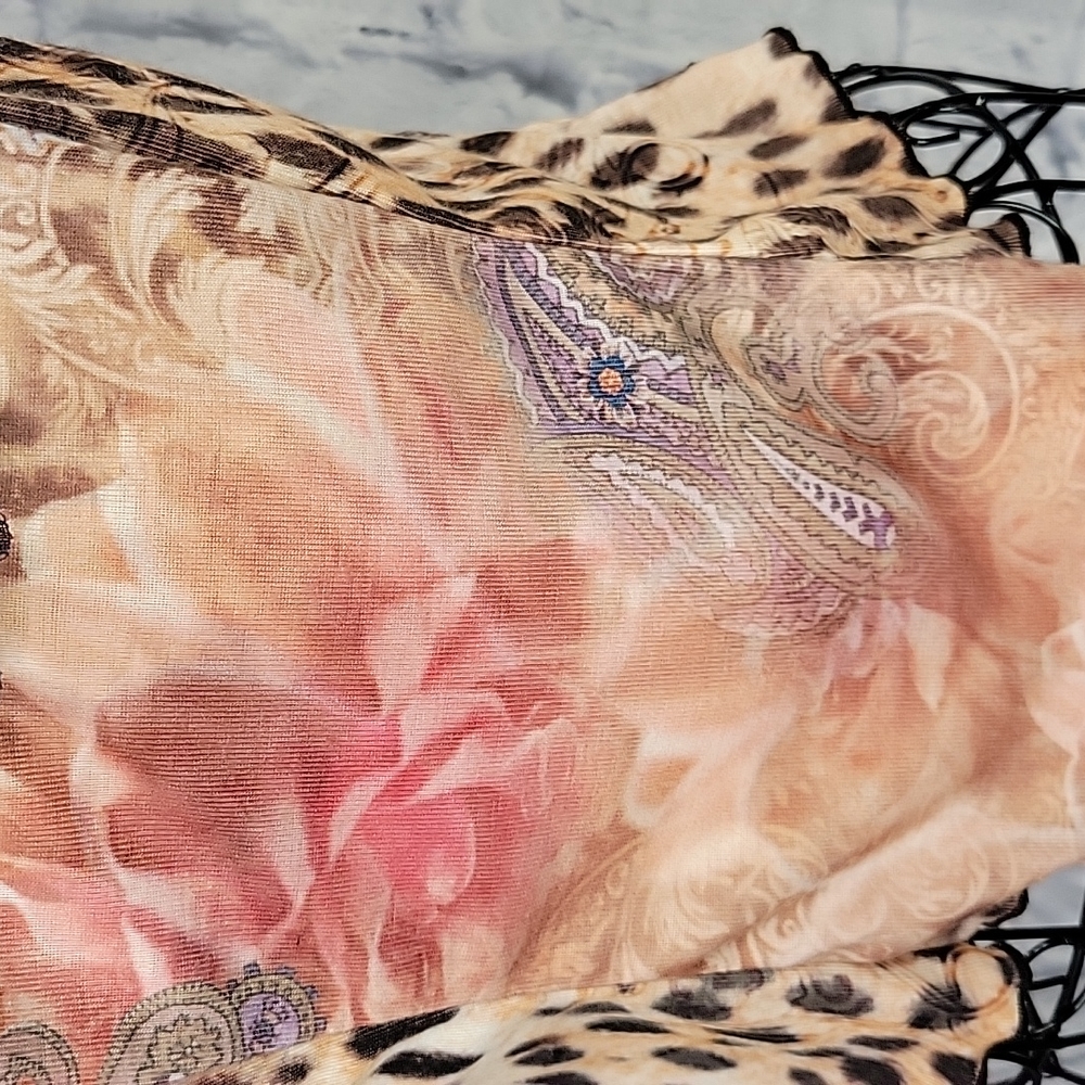 YUKIKO Leopard Print, Paisley, and Floral Corset Blouse Medium - Picture 3 of 8